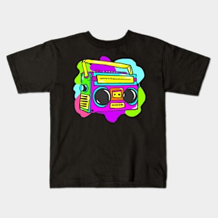 Neon Hippy 80s 90s Costume Retro Vintage Kids T-Shirt